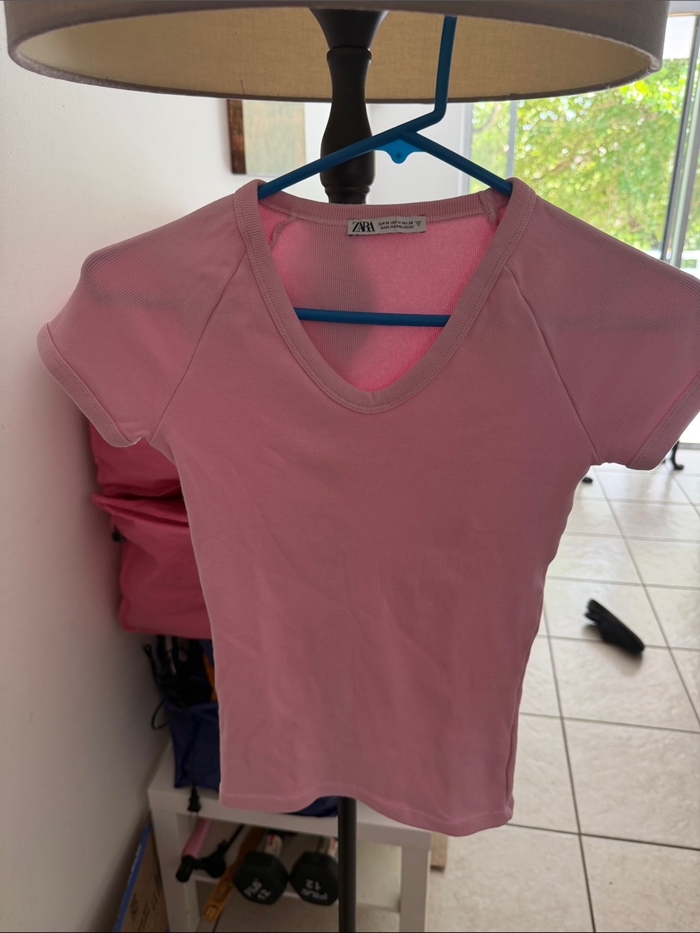 Zara Light Pink Short Sleeve V-Neck Tee